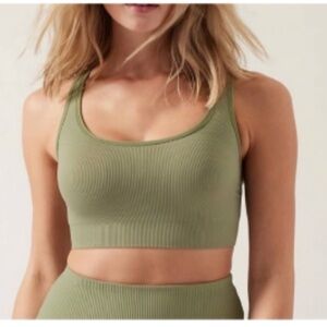 New-Athleta-XS-eucalyptus(olive green)-aurora-ribbed,scooped bra D/DD,sports bra